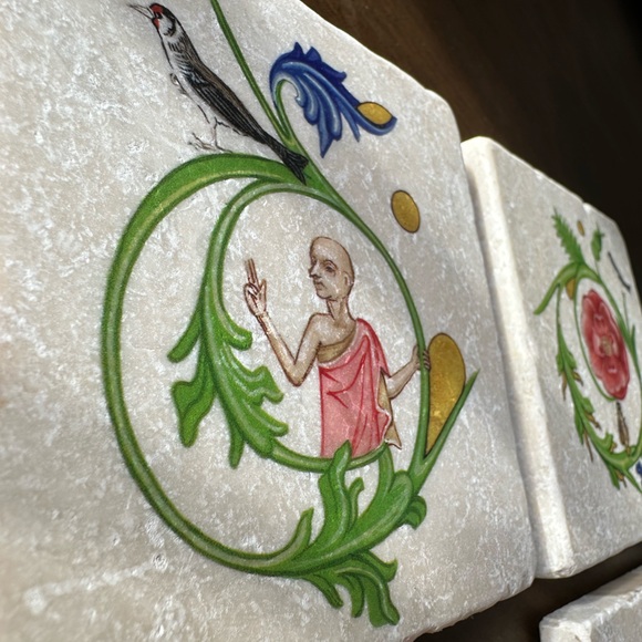 Set of 4 Unique & Gorgeous Gutenberg Museum Marble Tiles Coasters/Decorative Art - Picture 6 of 9